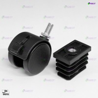 Комплект заглушка 40х25 с резьбой и колесная опора со стопором