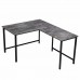 Угловой стол на металлокаркасе Даврит 1ЦТ 156х120 цемент темный/черный