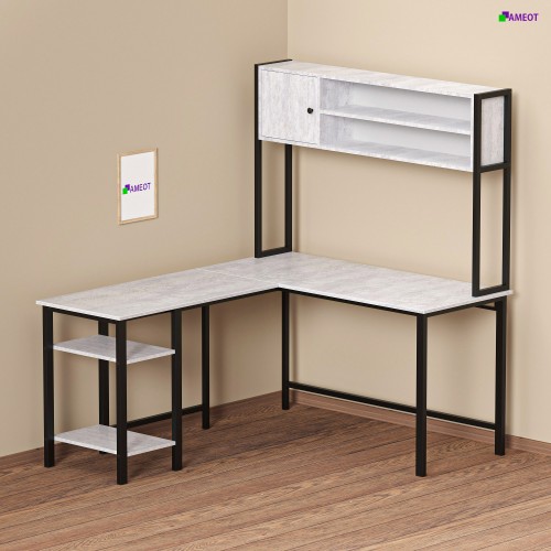 Угловой стол c высокой надстройкой и полками Даврит 4 исполнение 3 на заказ Угловой стол c высокой надстройкой и полками Даврит 4 исполнение 3 на заказ