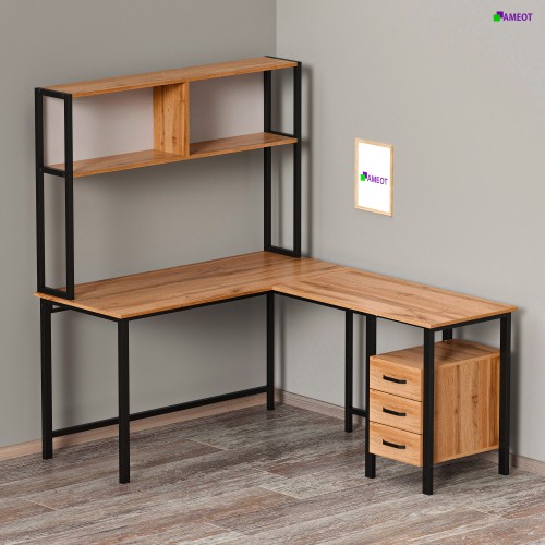 Стол угловой c высокой надстройкой и тумбой с выдвижными ящиками Даврит 4 исполнение 4 под заказ Стол угловой c высокой надстройкой и тумбой с выдвижными ящиками Даврит 4 исполнение 4 под заказ