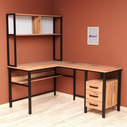 Стол угловой c высокой надстройкой и тумбой с выдвижными ящиками Даврит 4 исполнение 5 под заказ Стол угловой c высокой надстройкой и тумбой с выдвижными ящиками Даврит 4 исполнение 5 под заказ