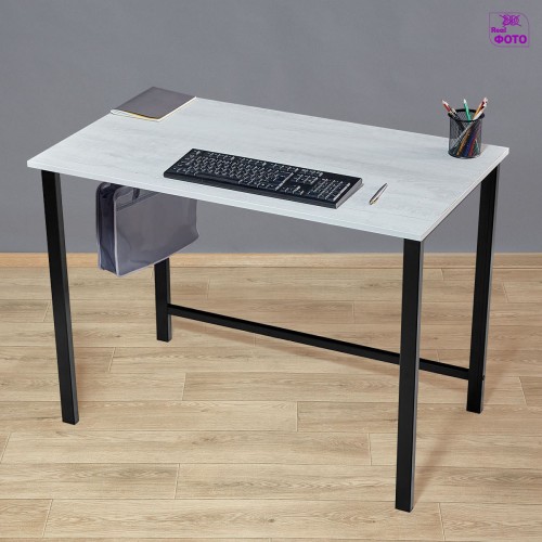 Компьютерный стол на металлокаркасе Эвнон 3C сосна битон белый/черный ш120/г60/в75 