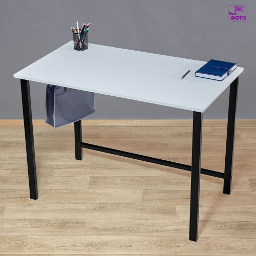 Компьютерный стол на металлокаркасе Эвнон 3W белый/черный ш138/г60/в75 