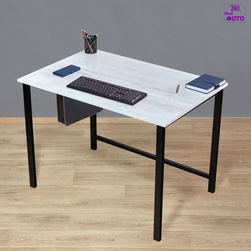 Компьютерный стол на металлокаркасе 3C сосна битон белый/черный ш104/г70/в75 