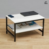 Журнальный стол на металлокаркасе Лимнак 2С сосна битон белый/черный