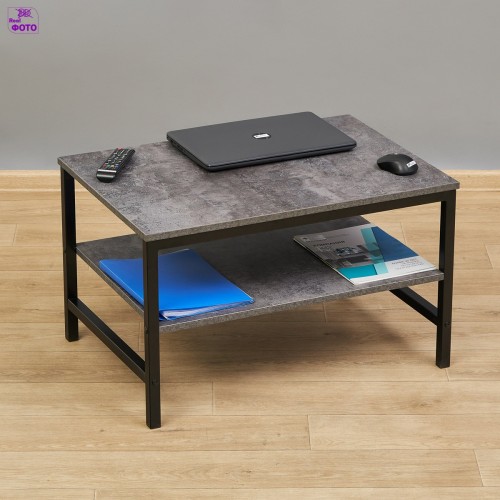 Журнальный стол на металлокаркасе Лимнак 2ЦТ  ш75/г52/в45 цемент темный