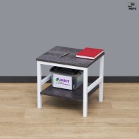 Журнальный/прикроватный стол на металлокаркасе Лимнак 3ЦТ-W ш42/г37/в41 цемент темный/белый